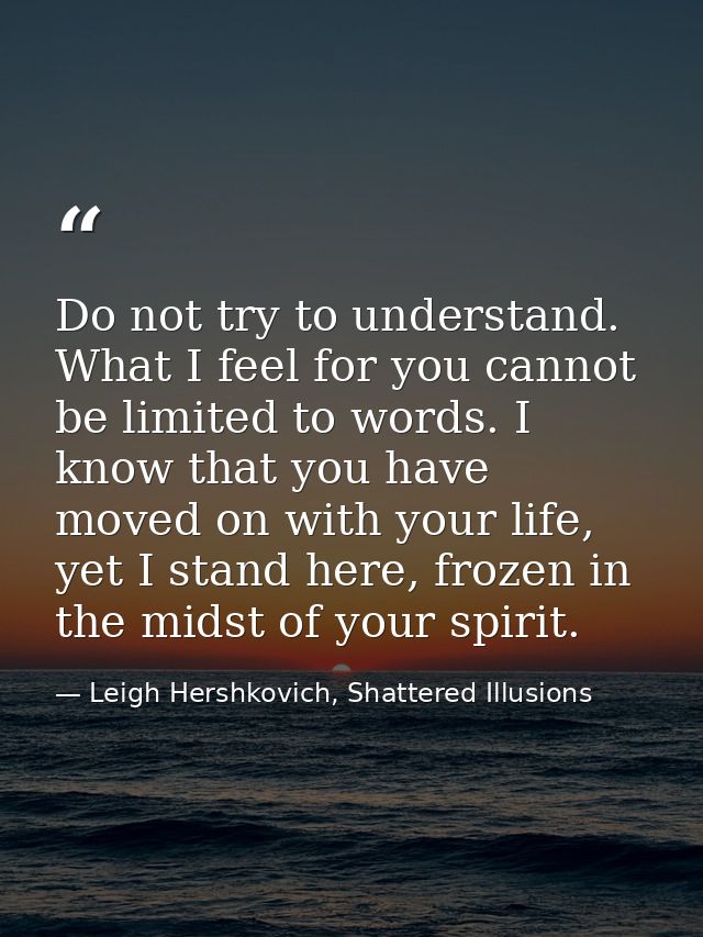 Do not try to understand. What I feel for you cannot be limited to words. I know that you have moved on with your life,  — Leigh Hershkovich, Shattered Illusions