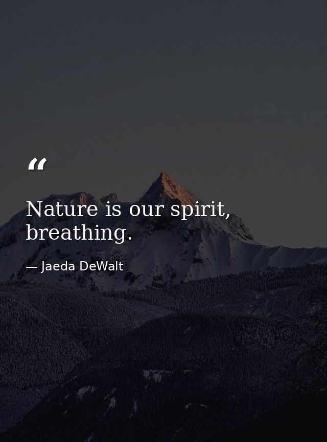 Nature is our spirit, breathing. — Jaeda DeWalt