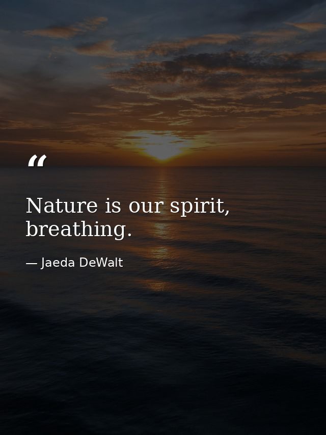 Nature is our spirit, breathing. — Jaeda DeWalt