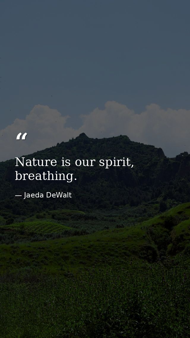 Nature is our spirit, breathing. — Jaeda DeWalt