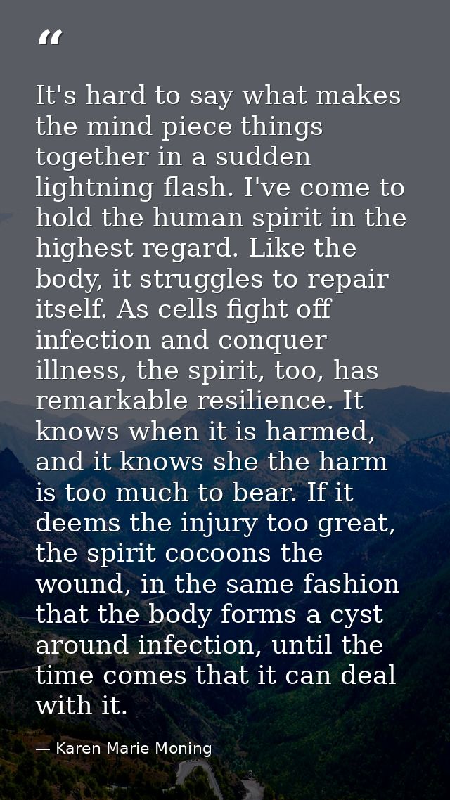 It's hard to say what makes the mind piece things together in a sudden lightning flash. I've come to hold the human spir — Karen Marie Moning