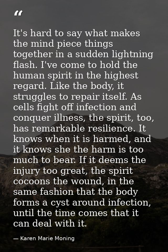 It's hard to say what makes the mind piece things together in a sudden lightning flash. I've come to hold the human spir — Karen Marie Moning