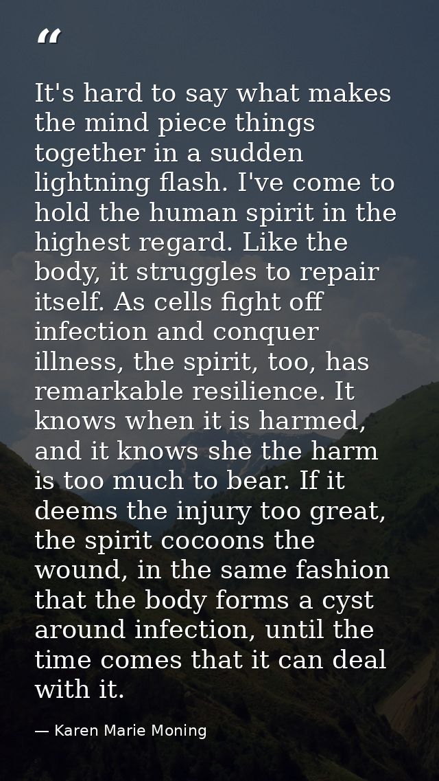 It's hard to say what makes the mind piece things together in a sudden lightning flash. I've come to hold the human spir — Karen Marie Moning