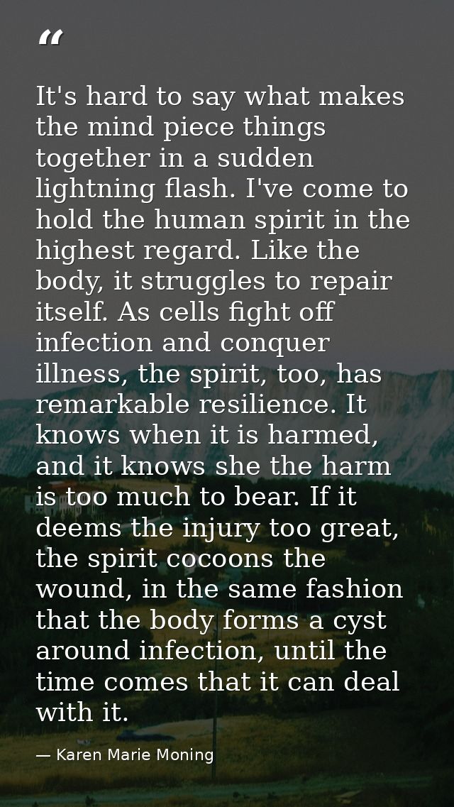 It's hard to say what makes the mind piece things together in a sudden lightning flash. I've come to hold the human spir — Karen Marie Moning