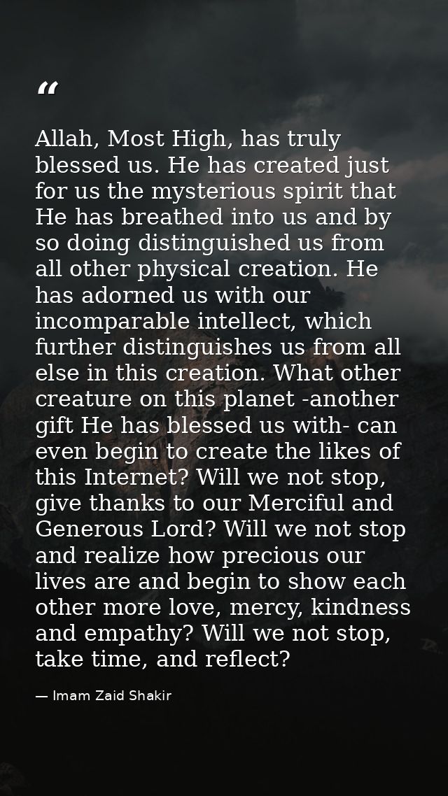 Allah, Most High, has truly blessed us. He has created just for us the mysterious spirit that He has breathed into us an — Imam Zaid Shakir