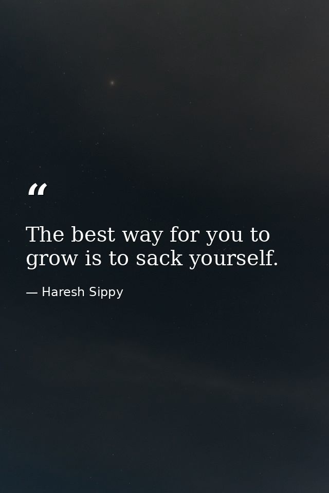 The best way for you to grow is to sack yourself. — Haresh Sippy