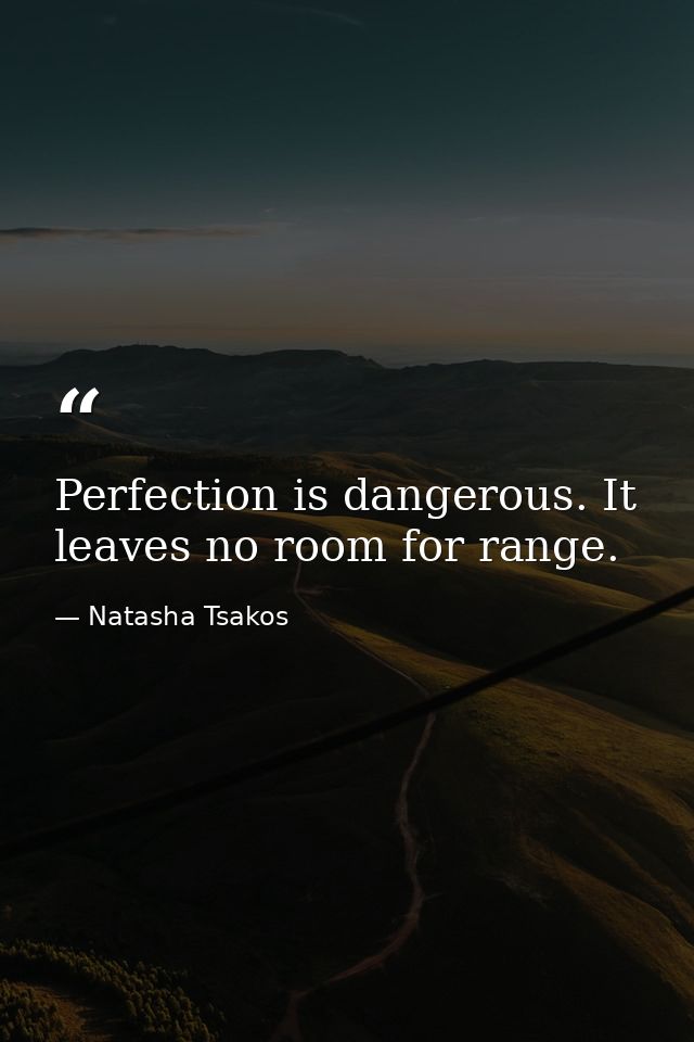 Perfection is dangerous. It leaves no room for range. — Natasha Tsakos