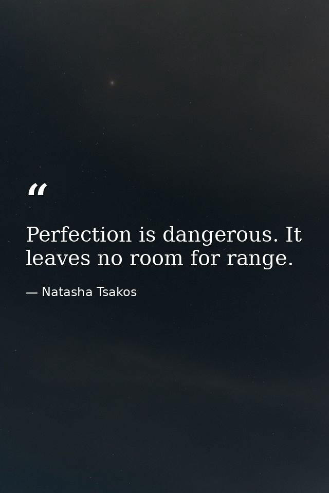 Perfection is dangerous. It leaves no room for range. — Natasha Tsakos