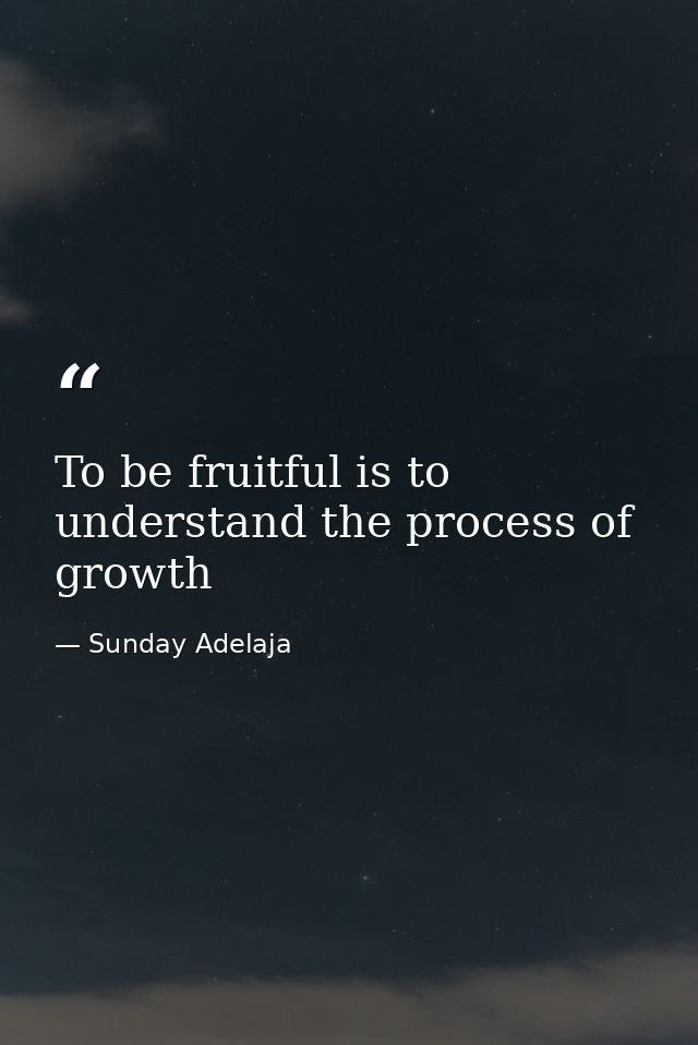To be fruitful is to understand the process of growth — Sunday Adelaja