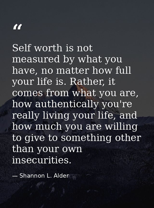 Self worth is not measured by what you have, no matter how full your life is. Rather, it comes from what you are, how au — Shannon L. Alder