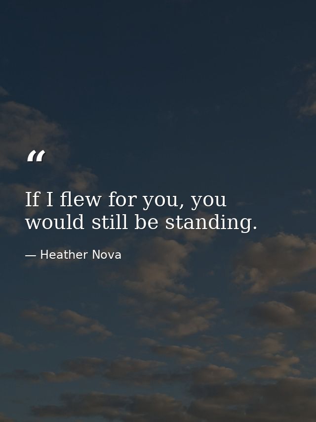 If I flew for you, you would still be standing. — Heather Nova
