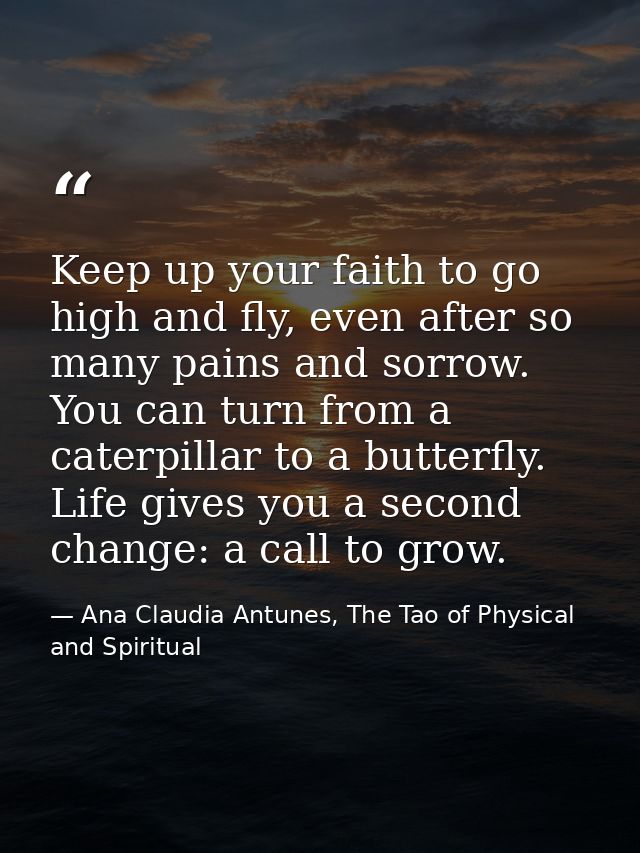 Keep up your faith to go high and fly, even after so many pains and sorrow. You can turn from a caterpillar to a butterf — Ana Claudia Antunes, The Tao of Physical and Spiritual