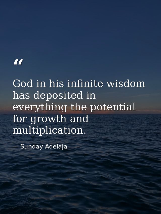 God in his infinite wisdom has deposited in everything the potential for growth and multiplication. — Sunday Adelaja