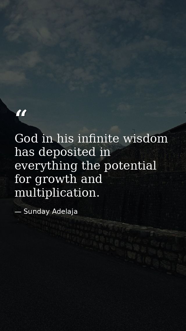 God in his infinite wisdom has deposited in everything the potential for growth and multiplication. — Sunday Adelaja