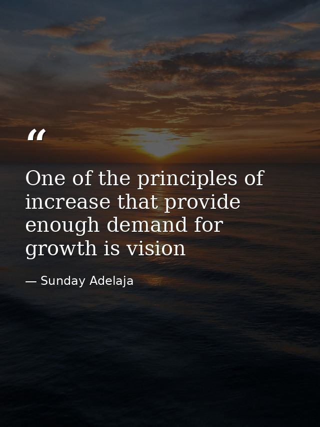 One of the principles of increase that provide enough demand for growth is vision — Sunday Adelaja