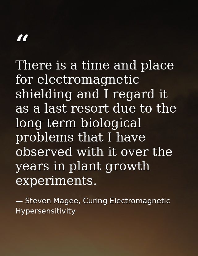 There is a time and place for electromagnetic shielding and I regard it as a last resort due to the long term biological — Steven Magee, Curing Electromagnetic Hypersensitivity