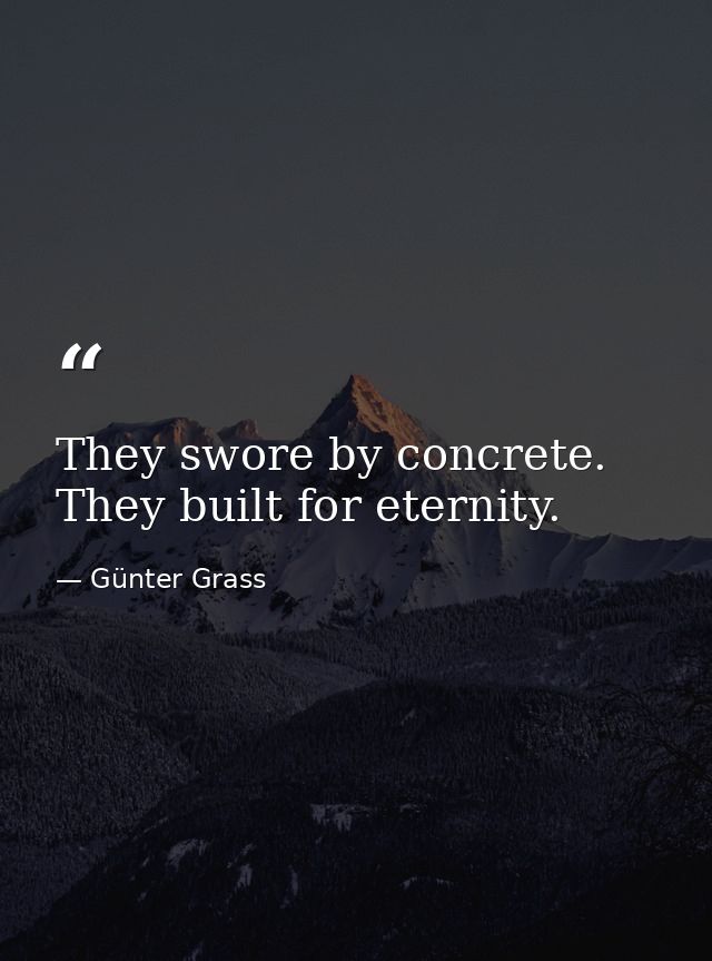 They swore by concrete. They built for eternity. — Günter Grass