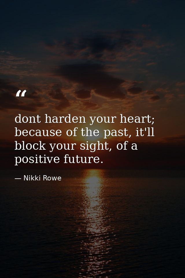 dont harden your heart; because of the past, it'll block your sight, of a positive future. — Nikki Rowe