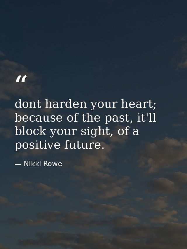 dont harden your heart; because of the past, it'll block your sight, of a positive future. — Nikki Rowe