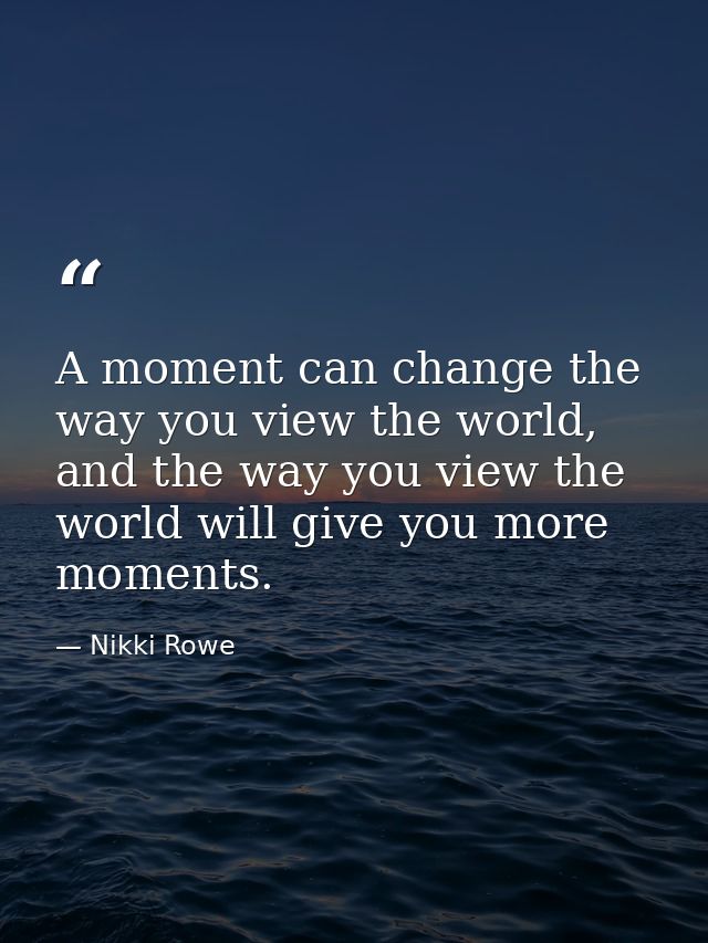 A moment can change the way you view the world, and the way you view the world will give you more moments. — Nikki Rowe