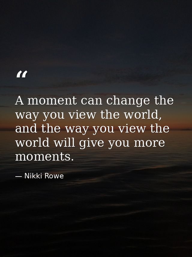 A moment can change the way you view the world, and the way you view the world will give you more moments. — Nikki Rowe