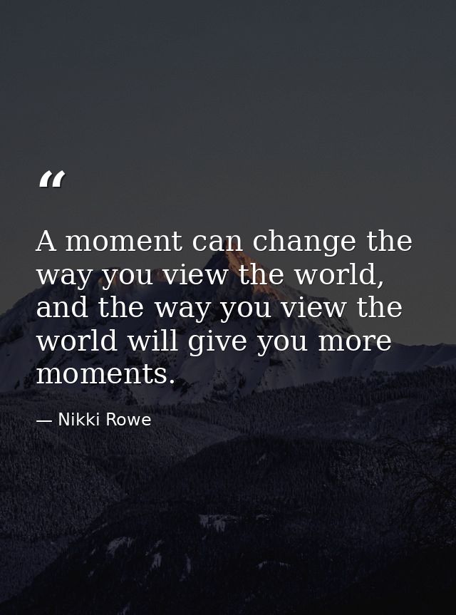 A moment can change the way you view the world, and the way you view the world will give you more moments. — Nikki Rowe