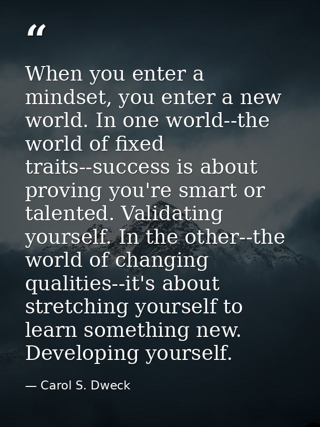 When you enter a mindset, you enter a new world. In one world--the world of fixed traits--success is about proving you'r — Carol S. Dweck