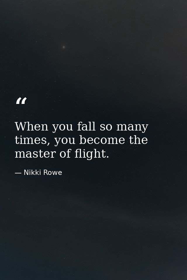 When you fall so many times, you become the master of flight. — Nikki Rowe
