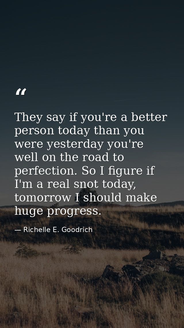 They say if you're a better person today than you were yesterday you're well on the road to perfection. So I figure if I — Richelle E. Goodrich