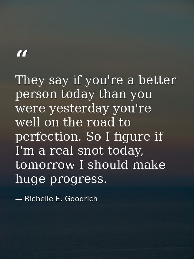 They say if you're a better person today than you were yesterday you're well on the road to perfection. So I figure if I — Richelle E. Goodrich
