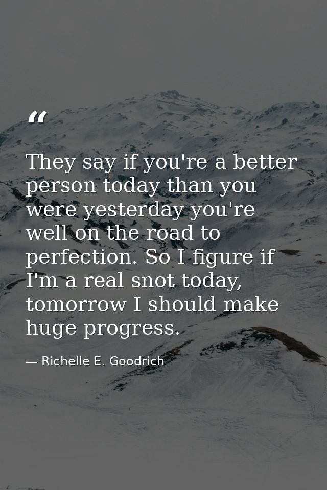 They say if you're a better person today than you were yesterday you're well on the road to perfection. So I figure if I — Richelle E. Goodrich