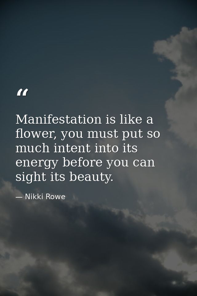 Manifestation is like a flower, you must put so much intent into its energy before you can sight its beauty. — Nikki Rowe