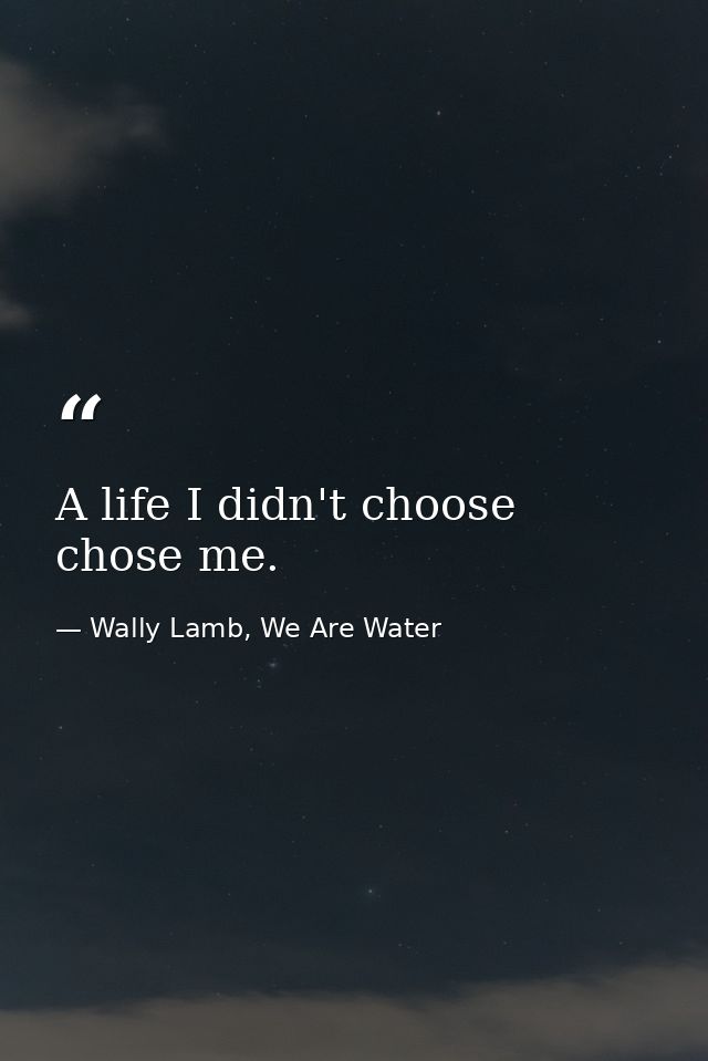 A life I didn't choose chose me. — Wally Lamb, We Are Water