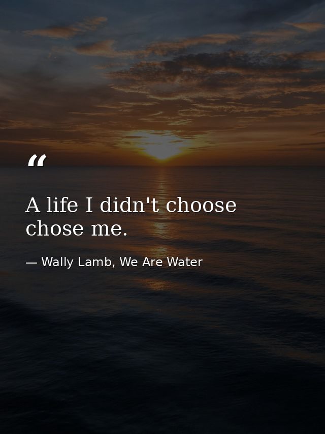 A life I didn't choose chose me. — Wally Lamb, We Are Water