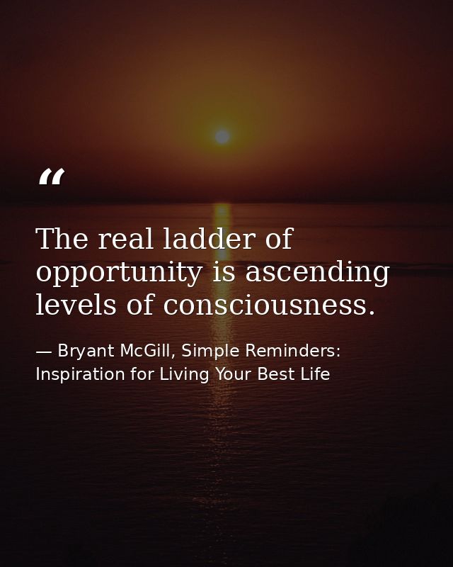 The real ladder of opportunity is ascending levels of consciousness. — Bryant McGill, Simple Reminders: Inspiration for Living Your Best Life