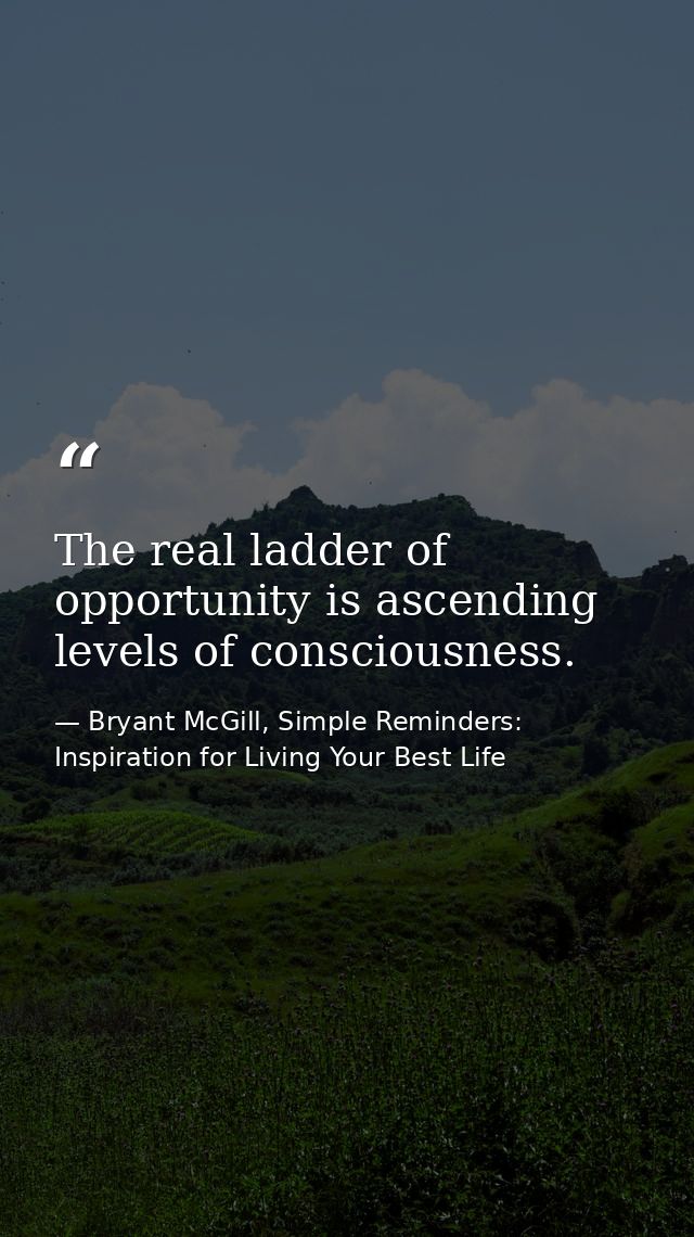 The real ladder of opportunity is ascending levels of consciousness. — Bryant McGill, Simple Reminders: Inspiration for Living Your Best Life