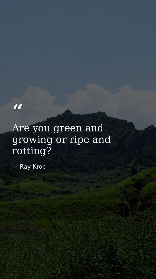 Are you green and growing or ripe and rotting? — Ray Kroc