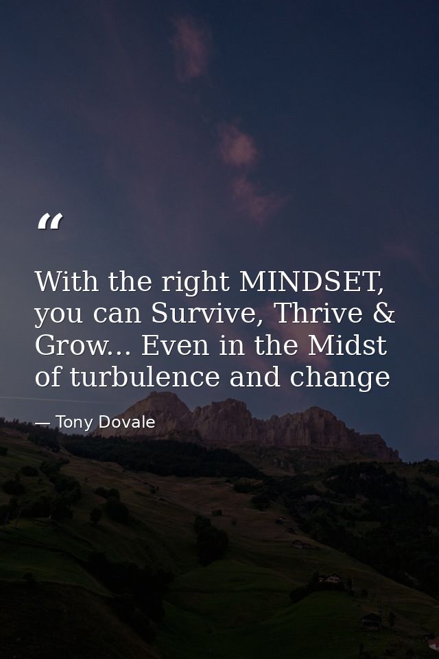 With the right MINDSET, you can Survive, Thrive & Grow... Even in the Midst of turbulence and change — Tony Dovale