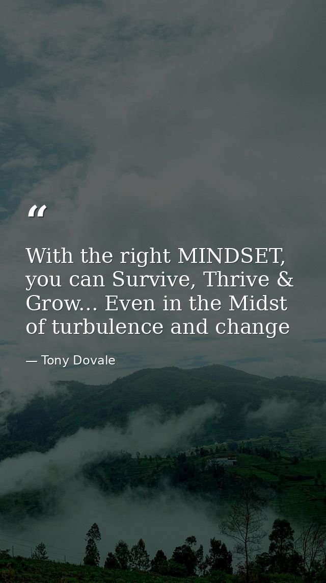 With the right MINDSET, you can Survive, Thrive & Grow... Even in the Midst of turbulence and change — Tony Dovale