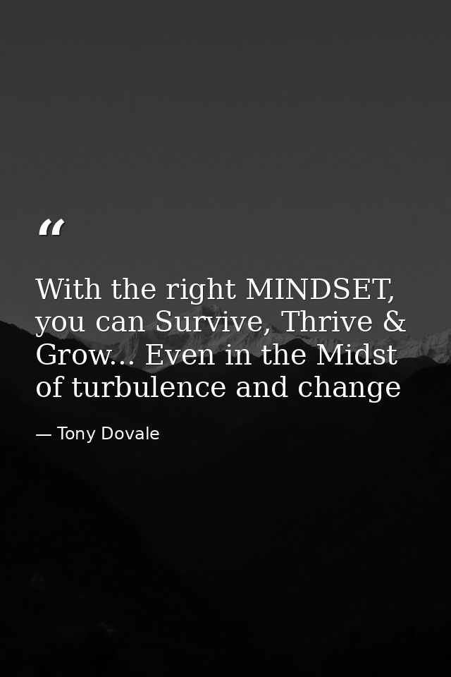 With the right MINDSET, you can Survive, Thrive & Grow... Even in the Midst of turbulence and change — Tony Dovale