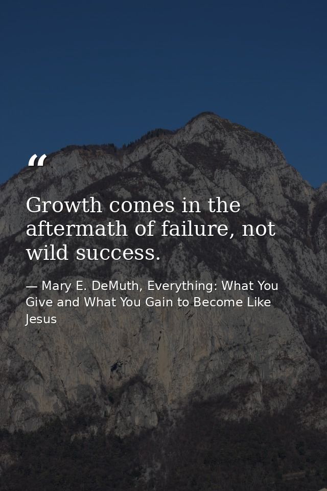 Growth comes in the aftermath of failure, not wild success. — Mary E. DeMuth, Everything: What You Give and What You Gain to Become Like Jesus