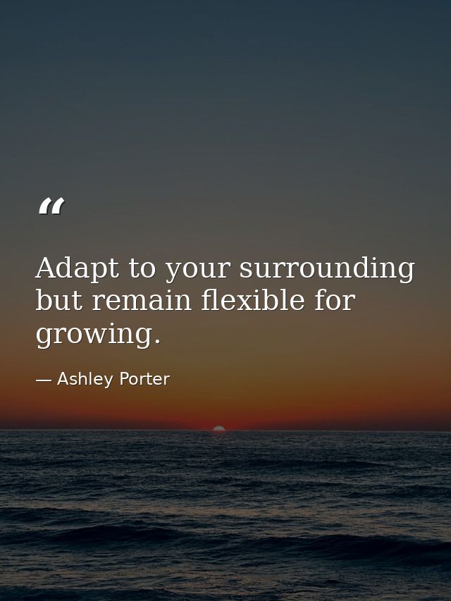 Adapt to your surrounding but remain flexible for growing. — Ashley Porter