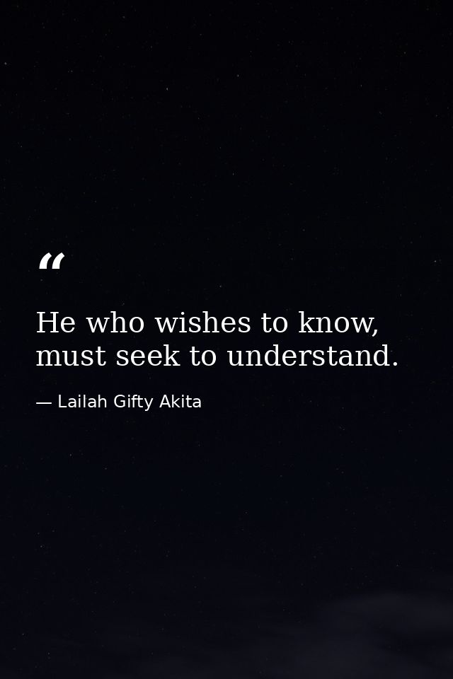 He who wishes to know, must seek to understand. — Lailah Gifty Akita