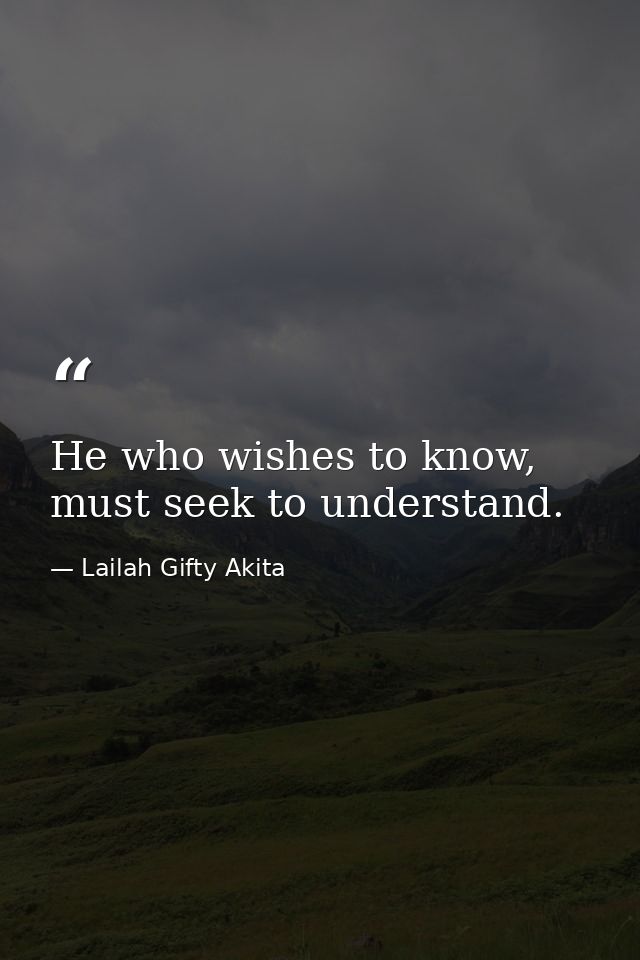 He who wishes to know, must seek to understand. — Lailah Gifty Akita