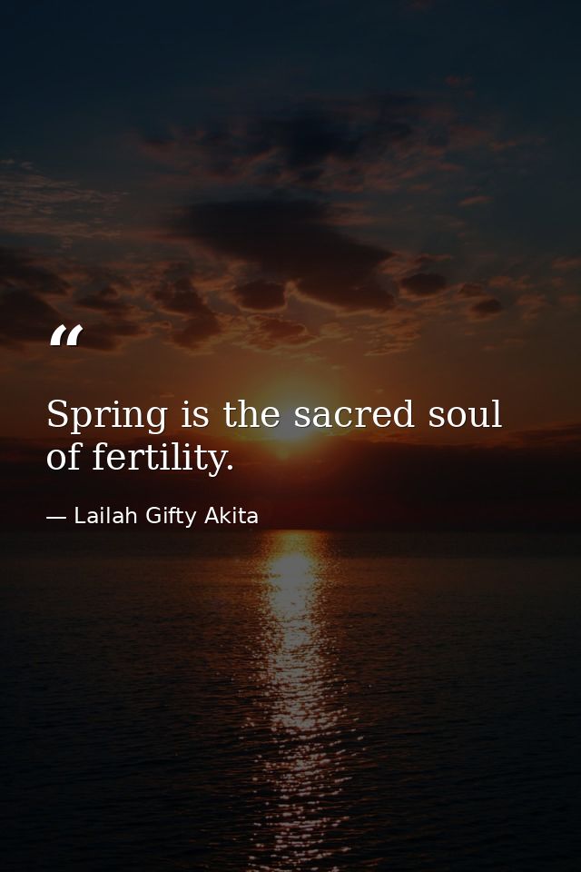 Spring is the sacred soul of fertility. — Lailah Gifty Akita