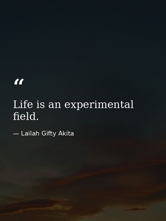 Life is an experimental field. — Lailah Gifty Akita