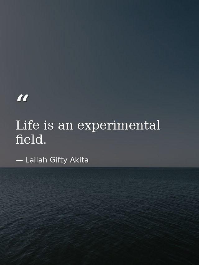 Life is an experimental field. — Lailah Gifty Akita