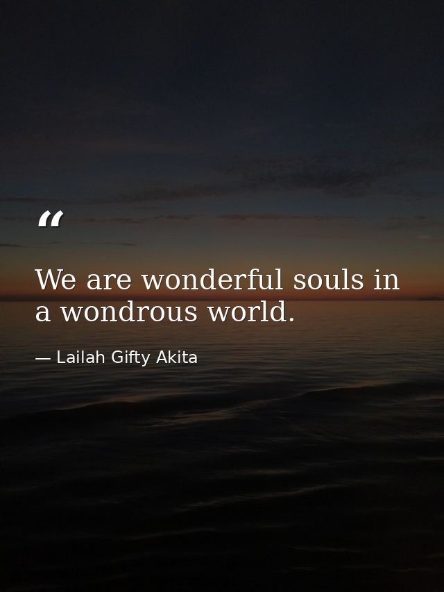 We are wonderful souls in a wondrous world. — Lailah Gifty Akita