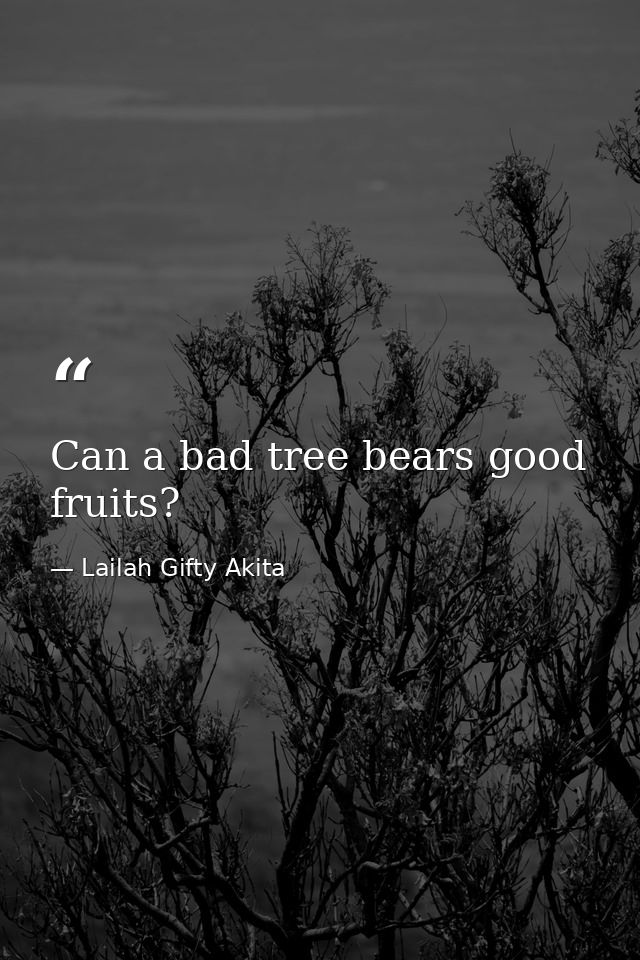 Can a bad tree bears good fruits? — Lailah Gifty Akita