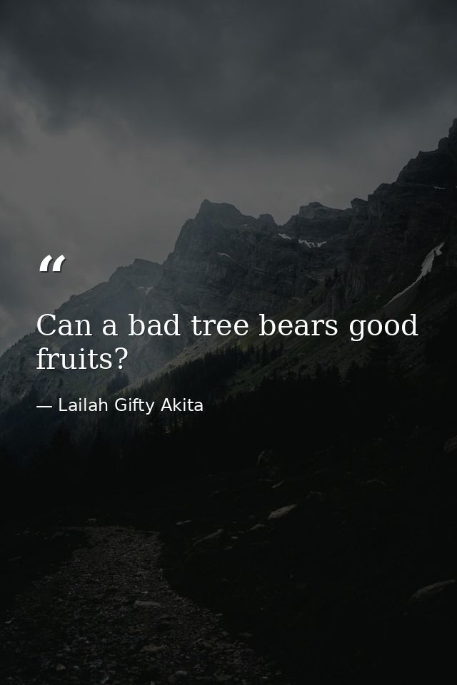 Can a bad tree bears good fruits? — Lailah Gifty Akita